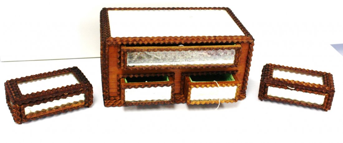 Three(3) Piece Tramp Art Dresser Set (1 of 4)