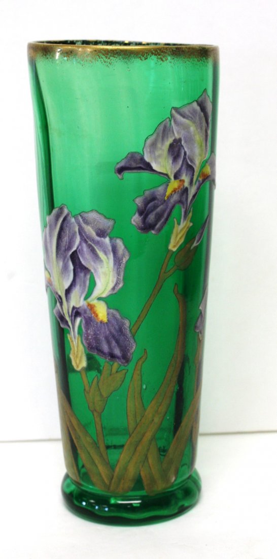 Mount Joy Enameled Green Glass Vase (1 of 5)