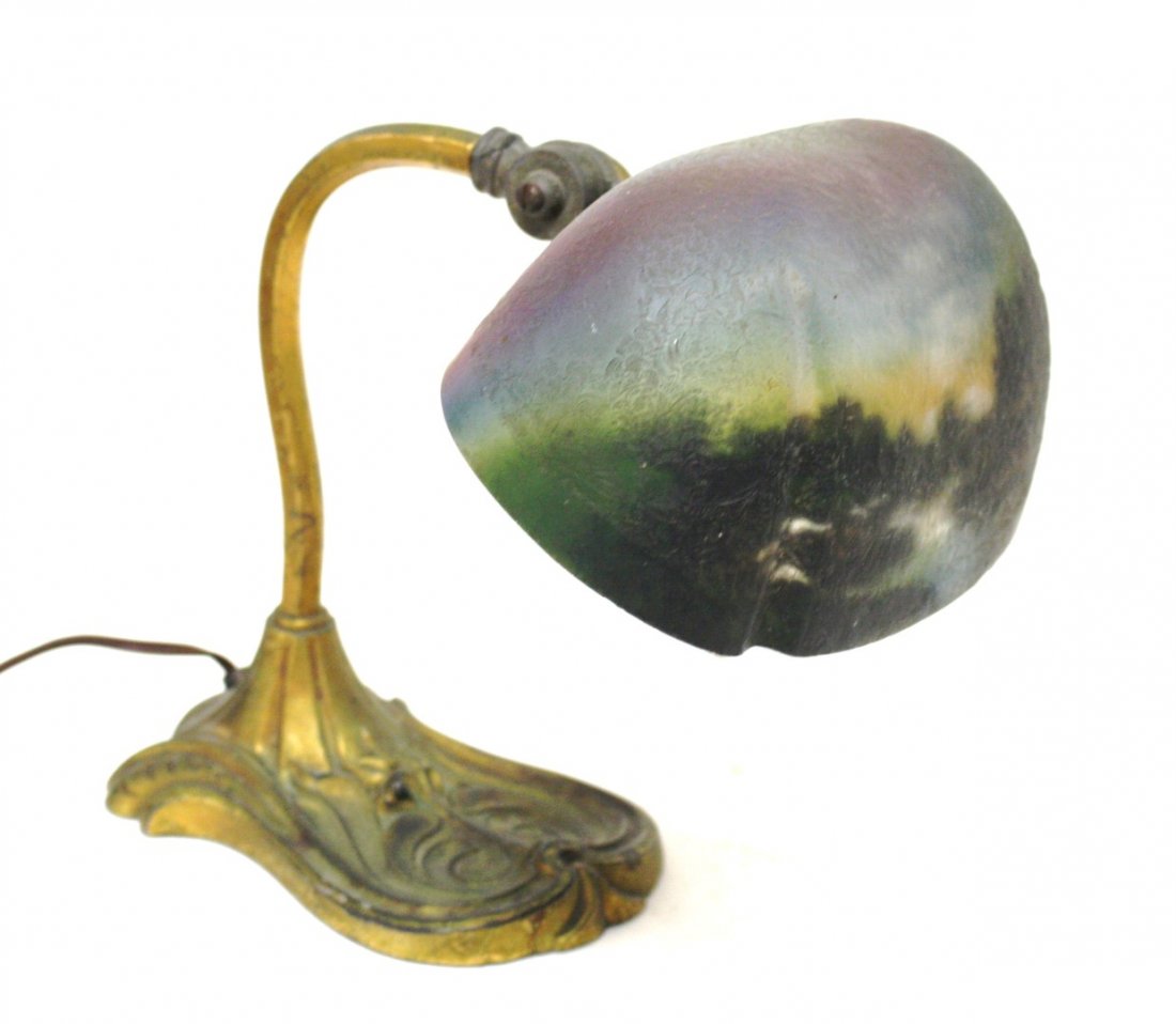 Pittsburgh Reverse Painted Glass Desk Lamp (1 of 4)