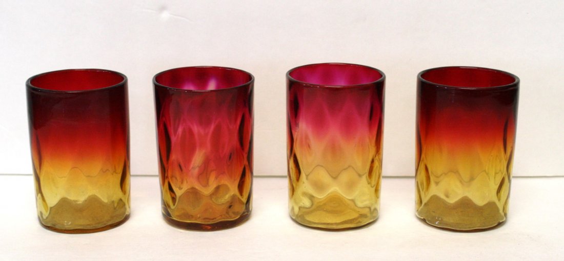 Four(4) Mt. Washington Amberina Glass Tumblers (1 of 4)