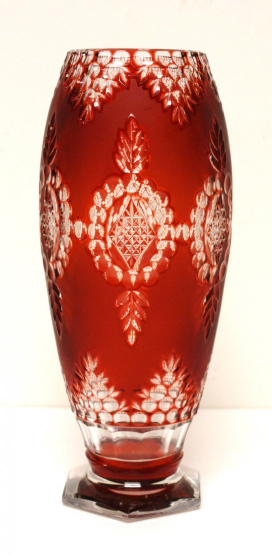 Bohemian Ruby Cut Glass Vase (1 of 5)