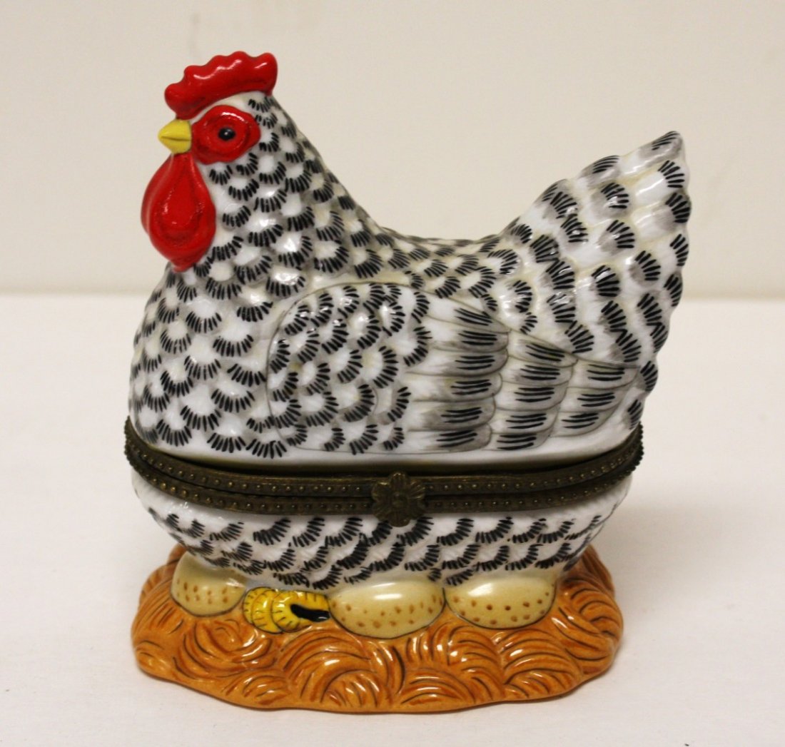 Whimsical Porcelain Hen Trinket Box (1 of 5)