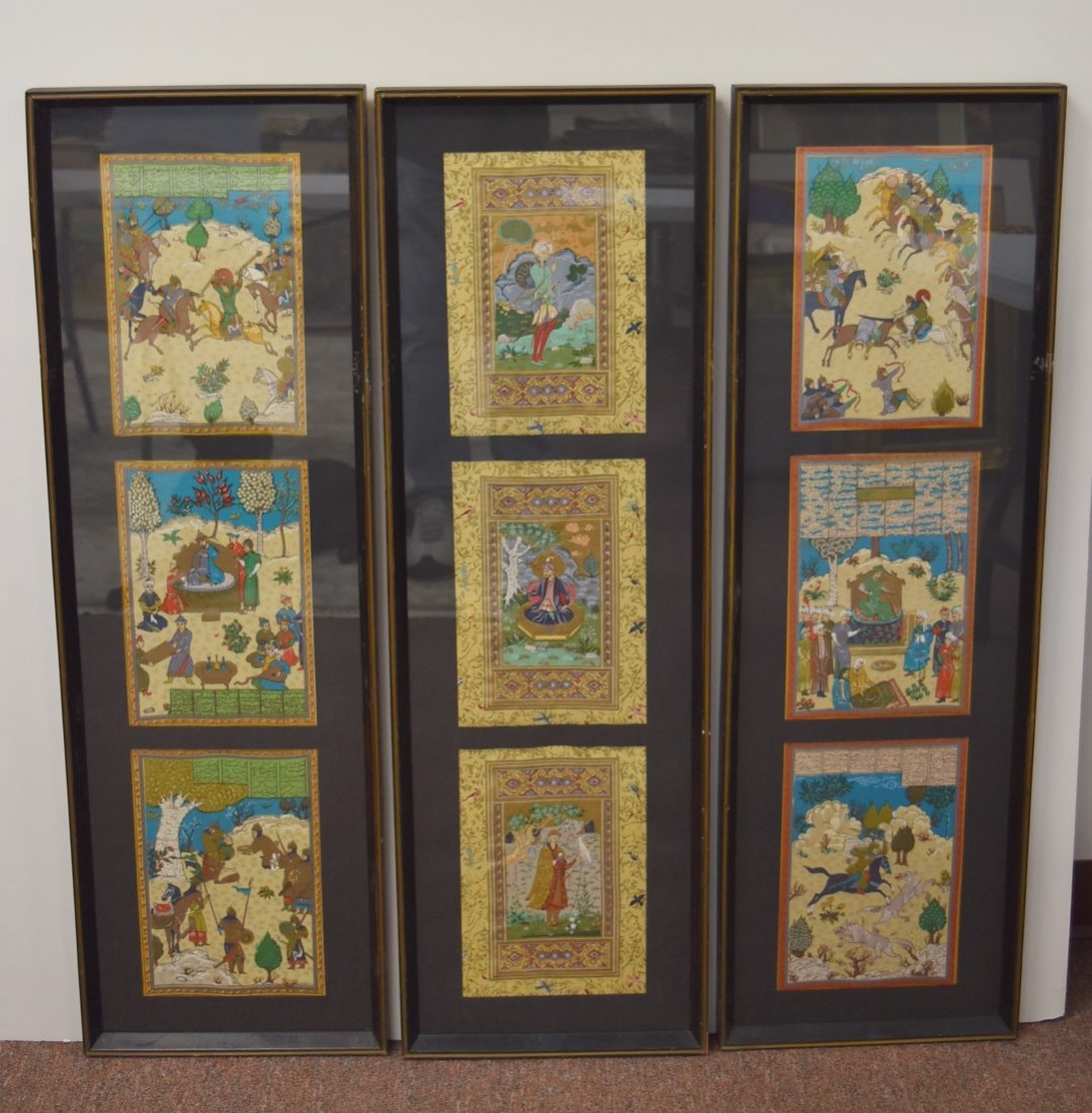 Three(3) Indian Decorated Silk Tryptchs (1 of 6)