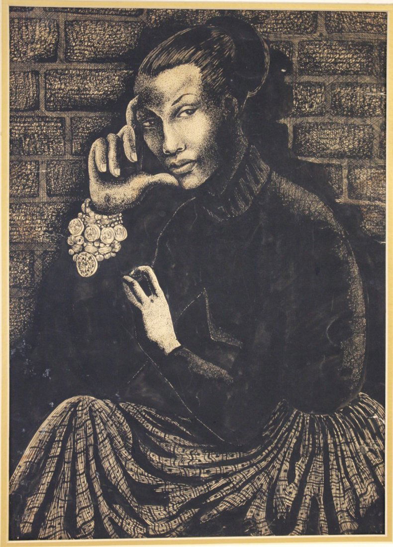 J. Gibbez; 20thC. American Ink Drawing Signed (1 of 6)