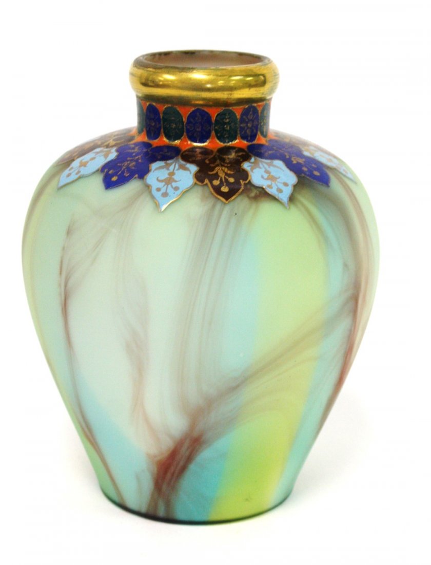 Loetz Enameled  Marblized Glass Vase (1 of 5)