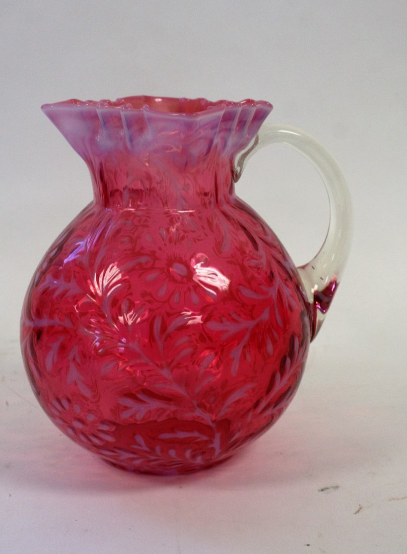 Northwood Cranberry Opalescent Glass Pitcher (1 of 4)