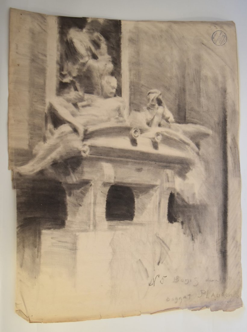 19thC. French School; Charcoal Drawing Signed (1 of 4)