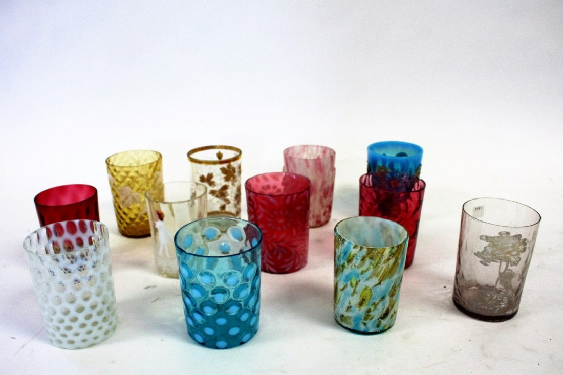 Twelve(12) Victorian Glass Tumblers: 12 assorted glass tumblers; 3.5in.H. - 4in.H.