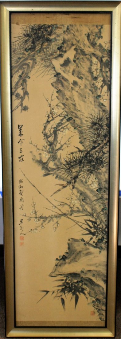 Framed Antique Japanese Scroll (1 of 5)