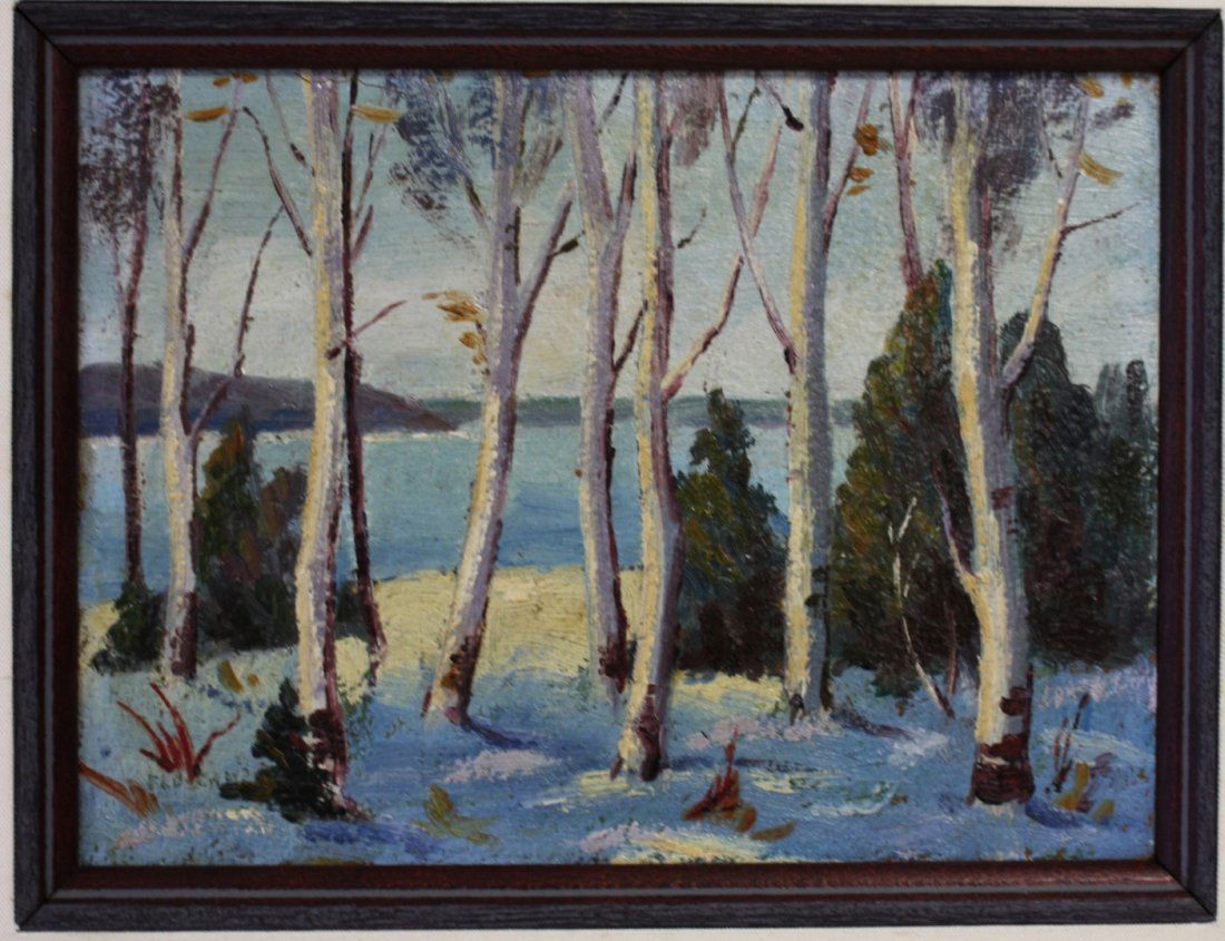 Birch Trees Winter Oil Painting (1 of 4)
