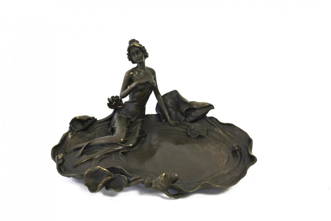Art Nouveau Style Bronze Figural Dresser Tray (1 of 6)