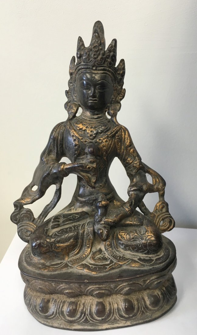 Tibetan Bronzed Figure of Buddha: Bronzed plaster. Figure of Buddha; 8in. X 5.25in.
