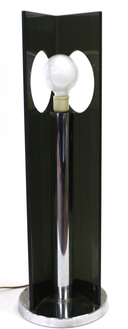 Mid Century Smoked Lucite Lamp (1 of 4)