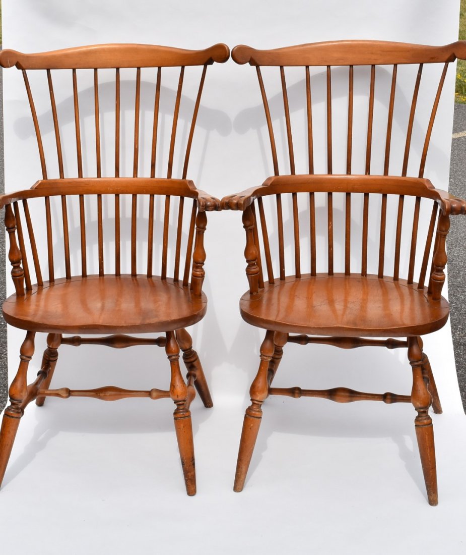 Pair of American Maple Fan Back Windsor Chairs (1 of 6)