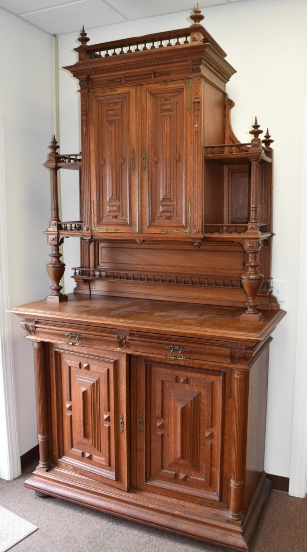 Fancy English Oak Breakfront (1 of 8)