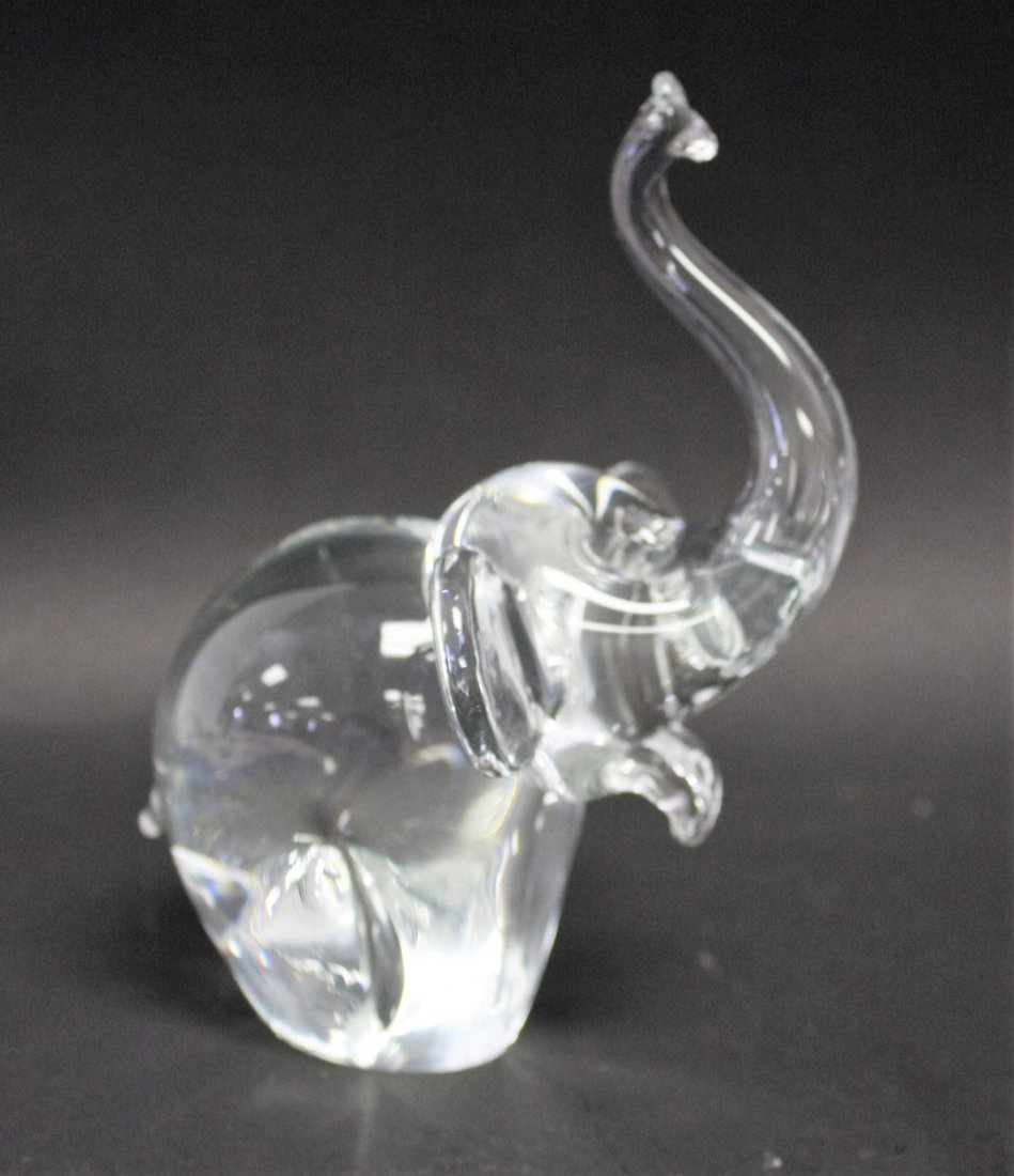Daum France Crystal Elephant: Crystal elephant figuring. Unsigned; 6in.H. x 4.5in.W.