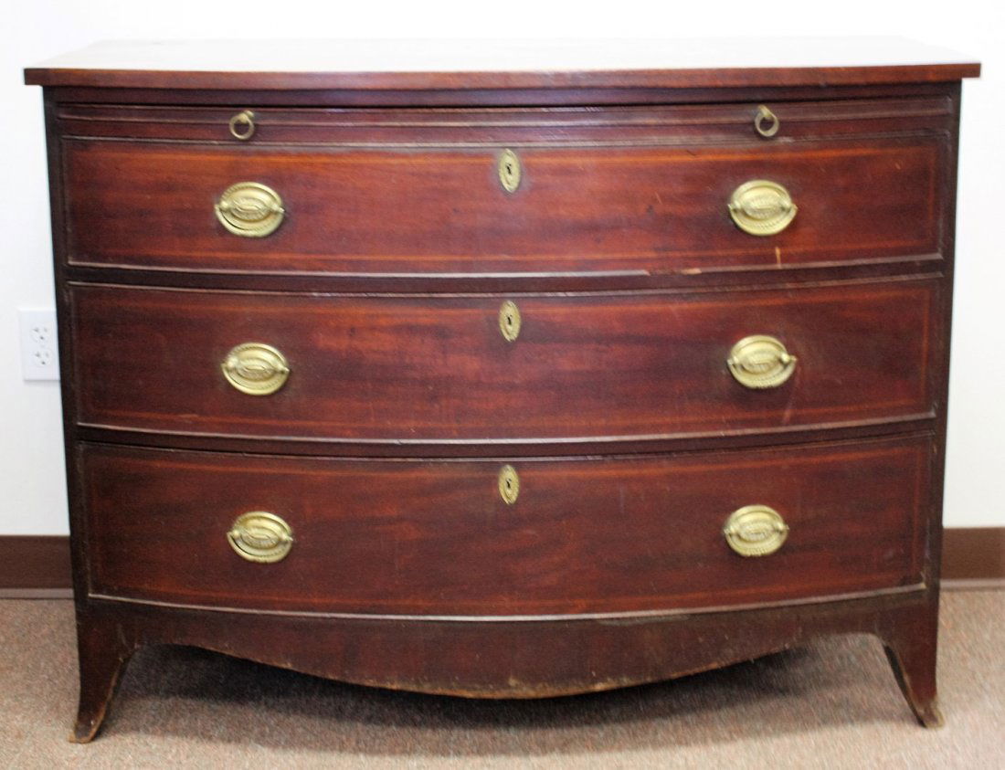 19thC. Hepplewhite Mahogany Bow Front Chest (1 of 7)