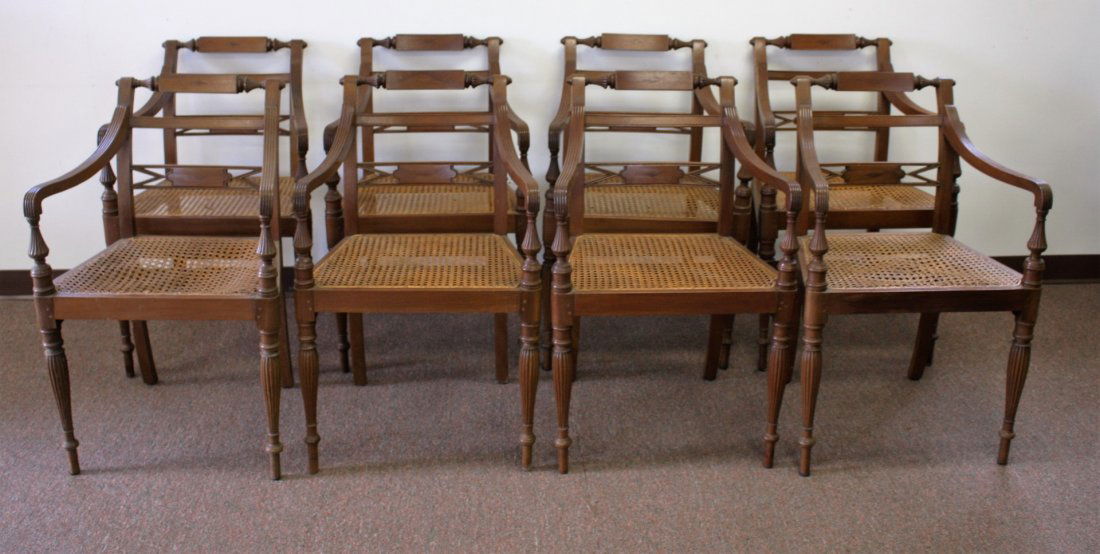 Eight(8) 19thC. Sheraton Mahogany Dining Chairs (1 of 10)