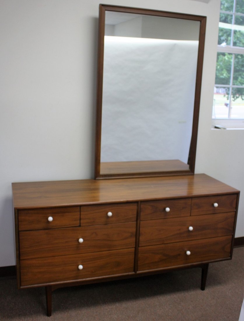 Kip Stewart; Drexel Walnut Dresser with Mirror (1 of 5)