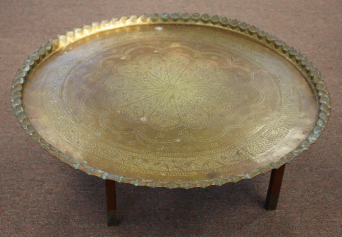 Large Persian Brass Tray on Stand (1 of 6)