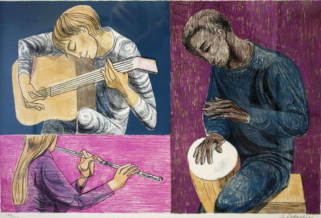 Anton Refregier; Color Lithograph Three Musicians (1 of 8)