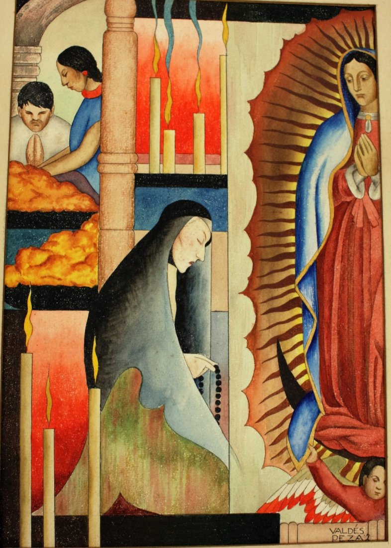 Armando Valdes Peza; 20thC. Mexican Watercolor Signed (1 of 5)