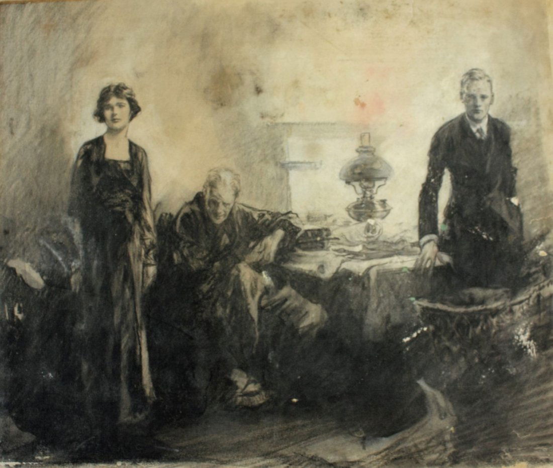 Henry Raleigh; American Charcoal Drawing Signed (1 of 5)