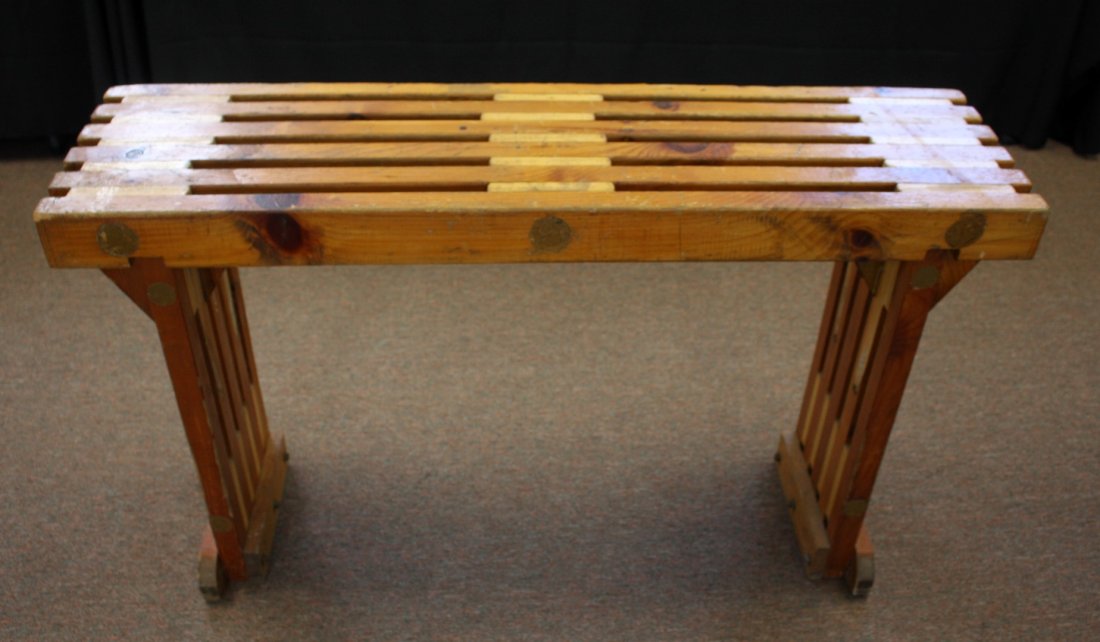 Unusual Pine Slat Console Table (1 of 6)