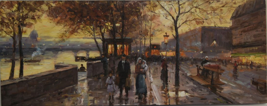 Edouard Cortes(after); French Oil - Parisian Boulevard (1 of 4)