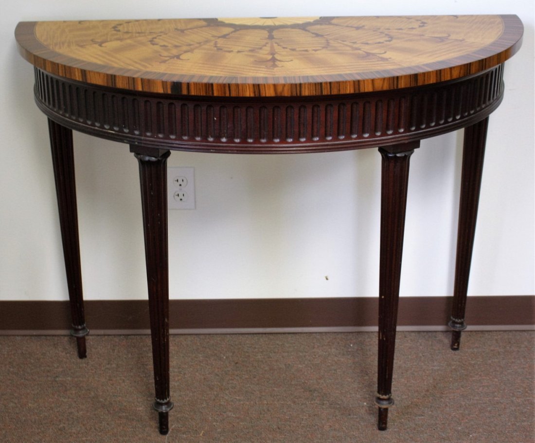 Inlaid Mahogany Demilune Console Table (1 of 6)