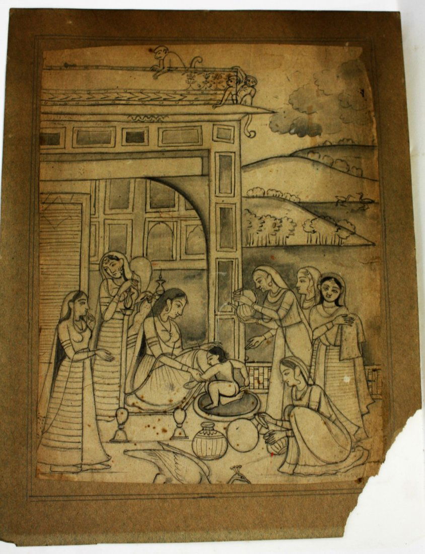 18th-19thC. Indian Ink Drawing (1 of 6)