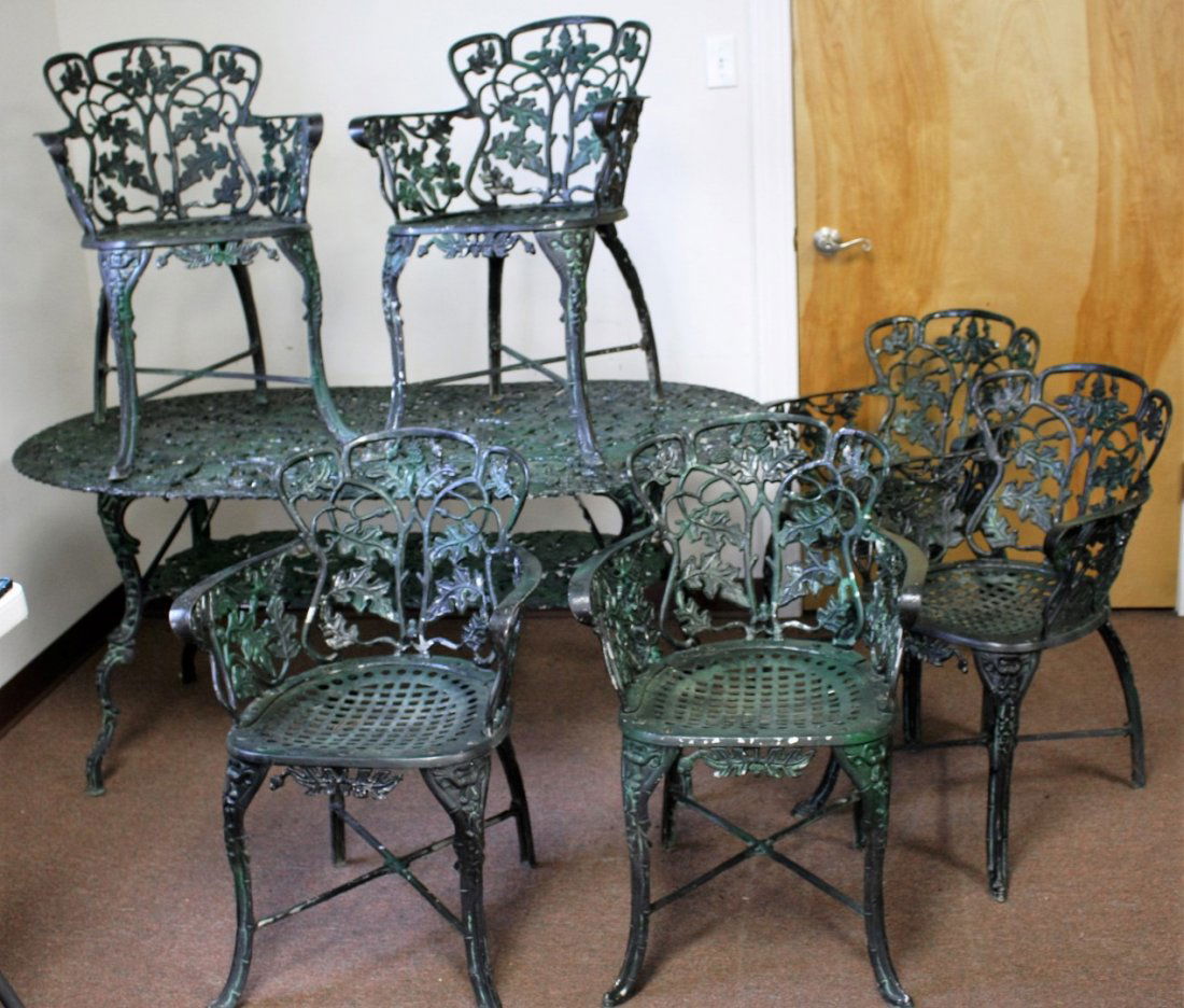 Seven(7) Piece Ornate Cast Aluminum Garden Set (1 of 6)
