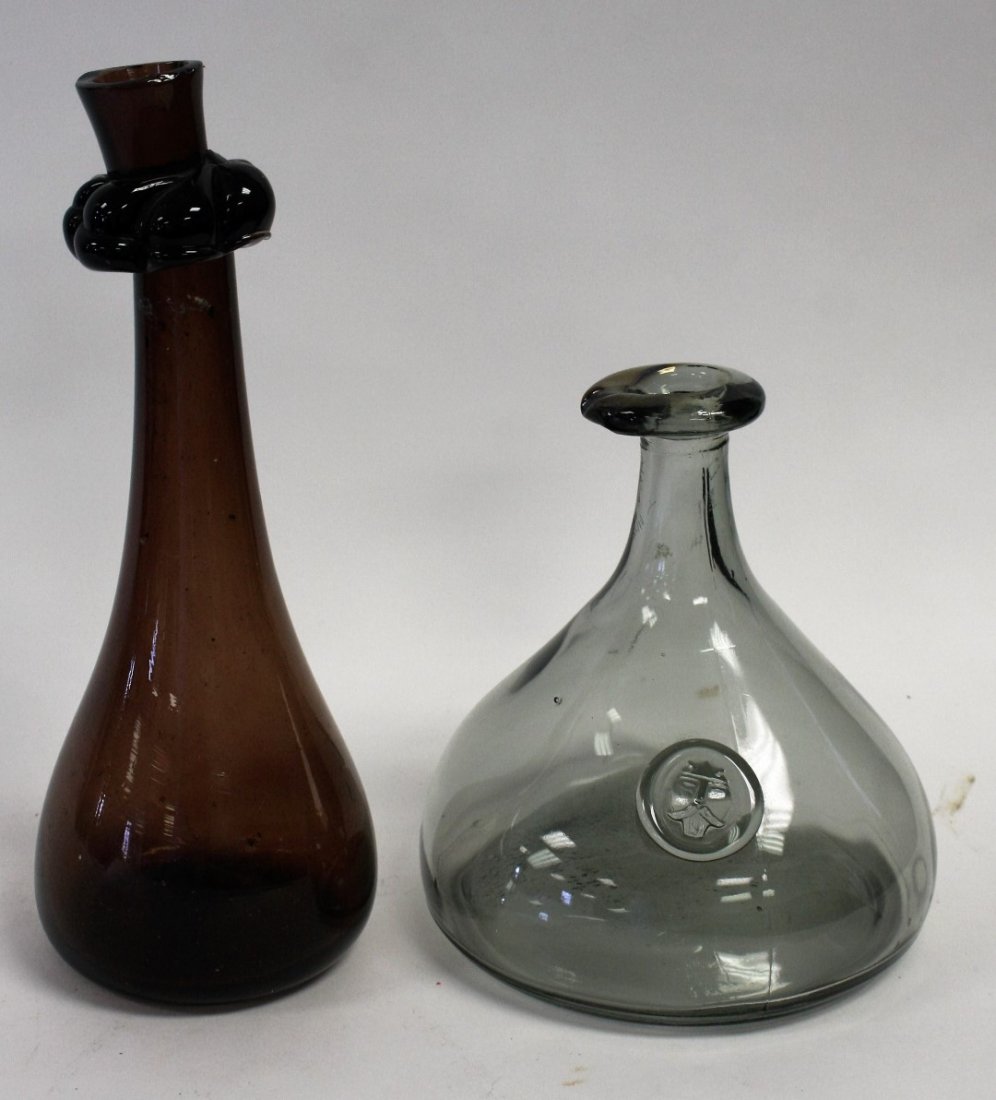 Two(2) Early Blown Glass Bottles (1 of 6)