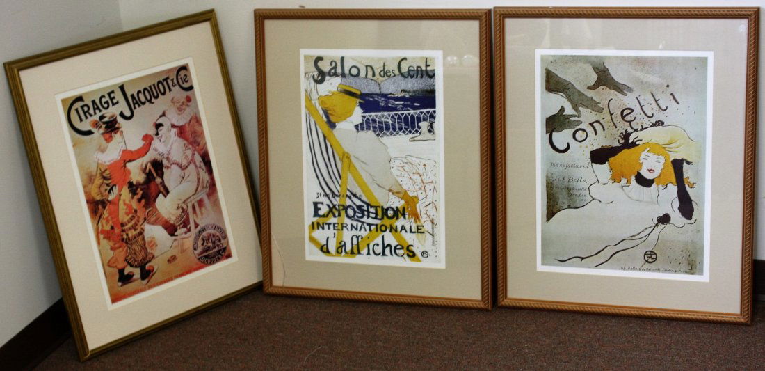 Three(3) Framed French Style Posters (1 of 5)