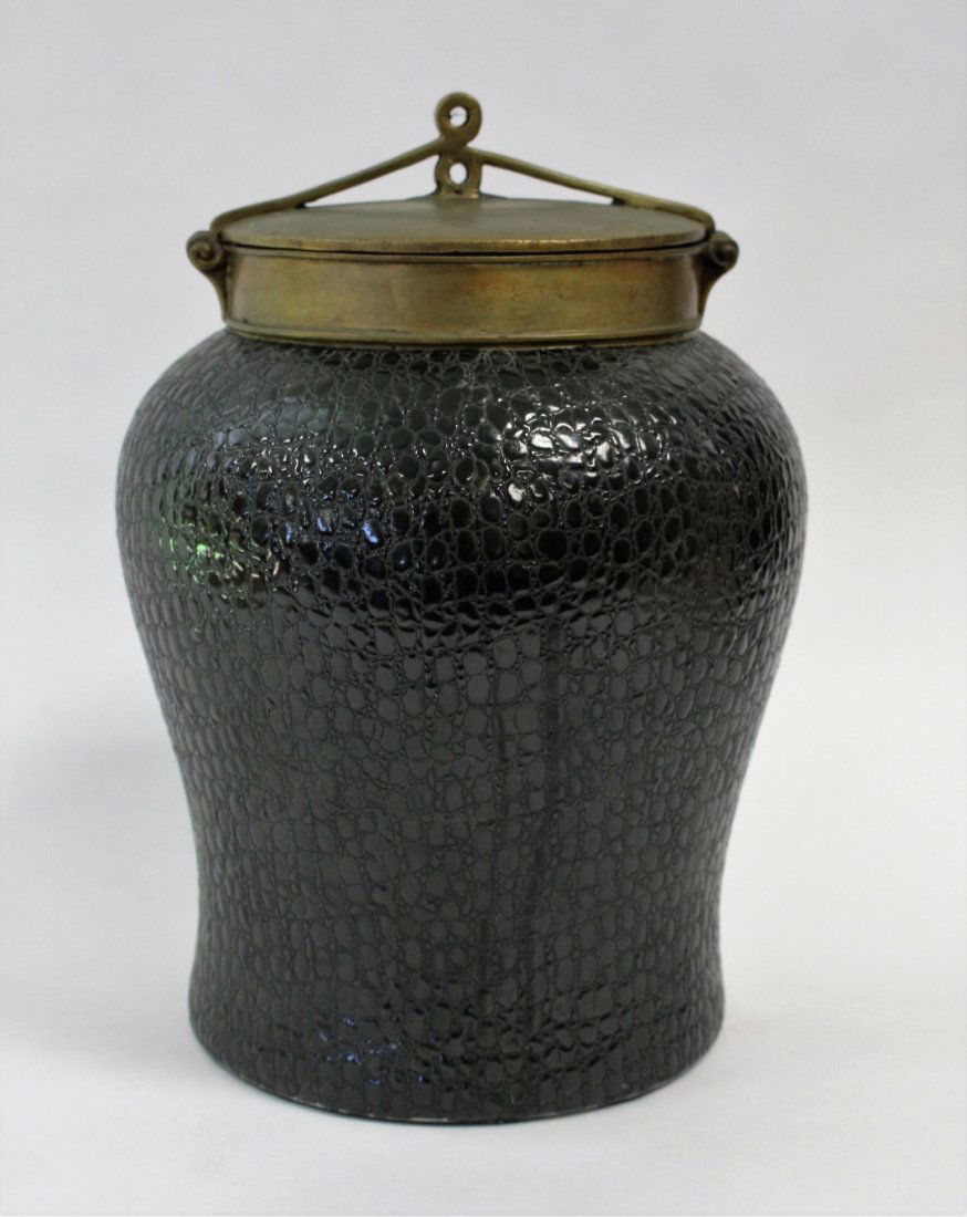 Unusual Brass Top Porcelain Jar (1 of 5)