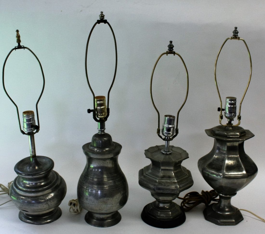 Four(4) Miscellaneous Pewter Lamps (1 of 4)