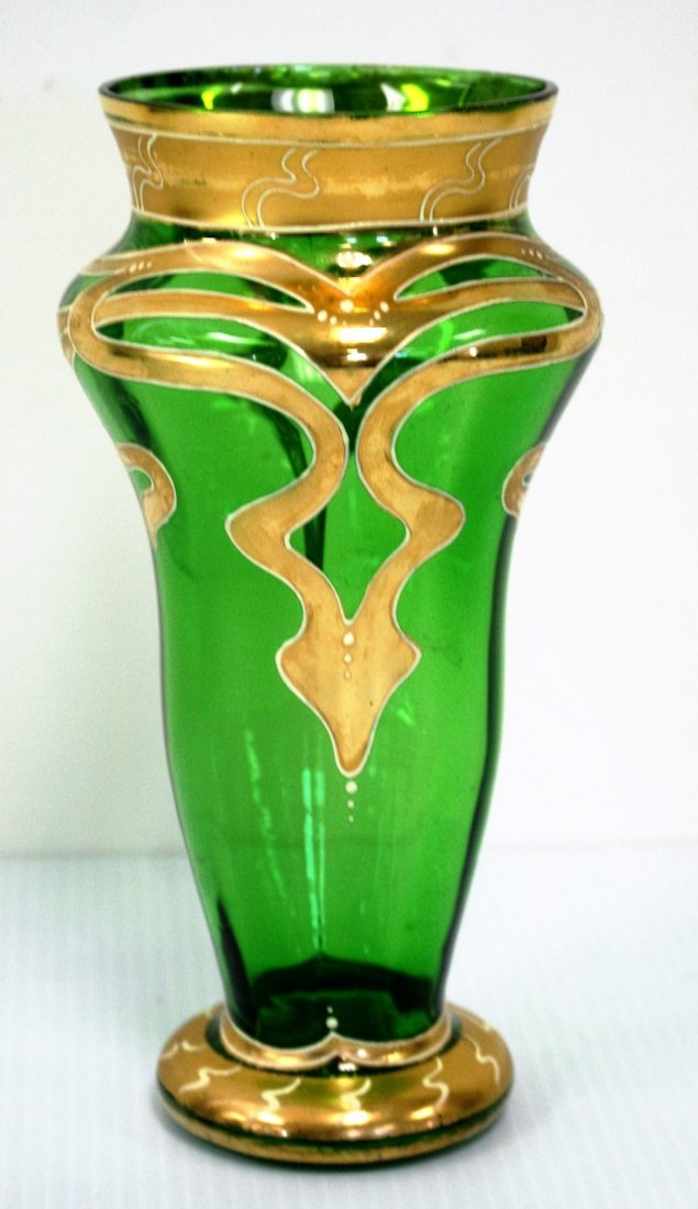 Art Nouveau Green Glass Vase (1 of 4)