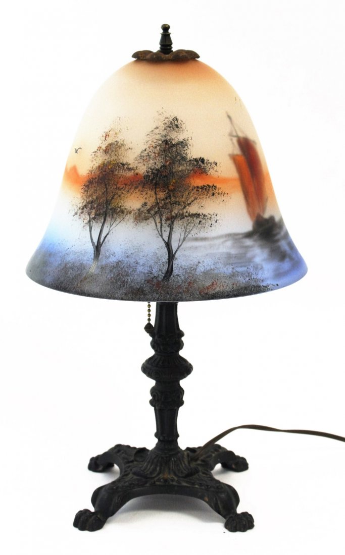 Reverse Painted Shade Boudoir Lamp (1 of 5)