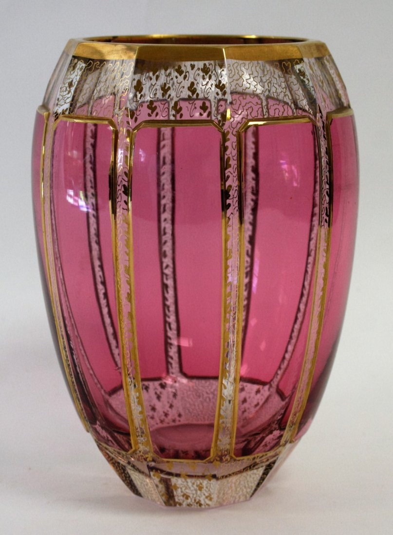 Moser Cranberry Glass Vase (1 of 5)