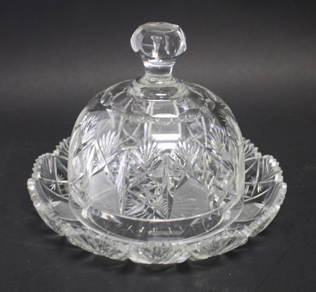 Cut Glass Covered Cheese Dish (1 of 4)