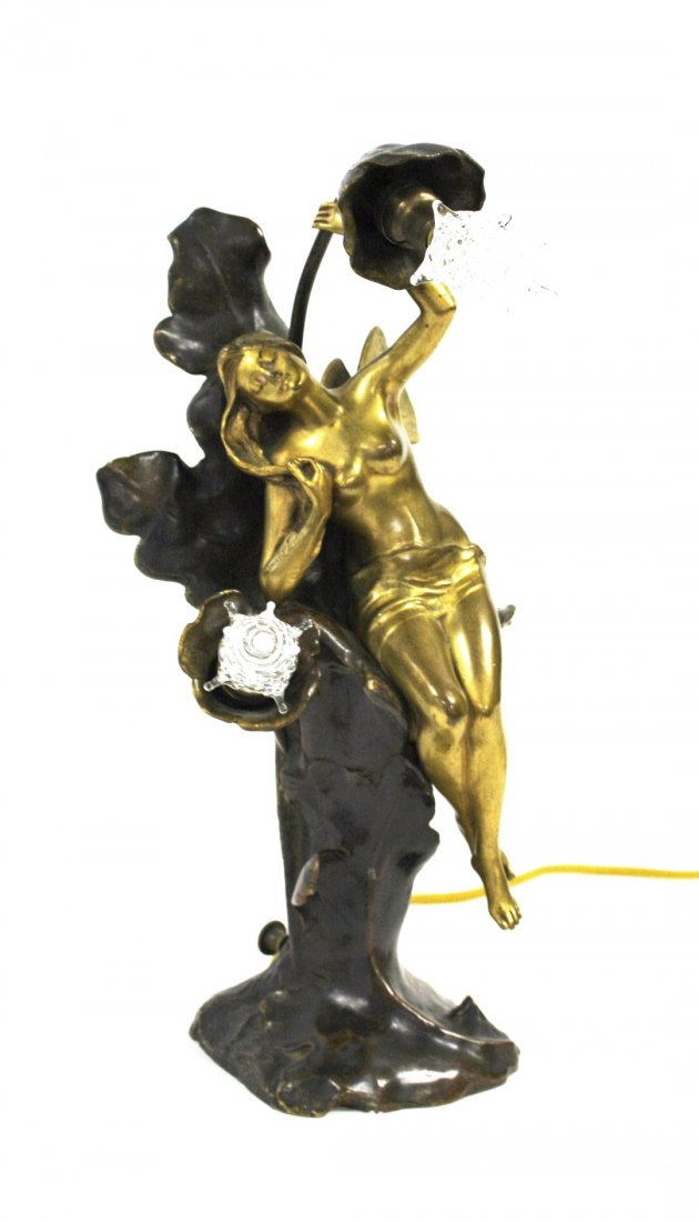 Joaquim Angles; 19thC. Art Nouveau Figural Bronze Lamp (1 of 6)