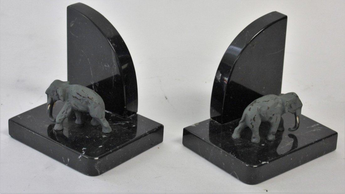Pair of Art Deco Bronze and Marble Bookends (1 of 4)