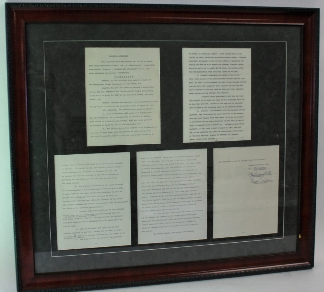 1967 Ali vs. Patterson Fight Contract (1 of 8)