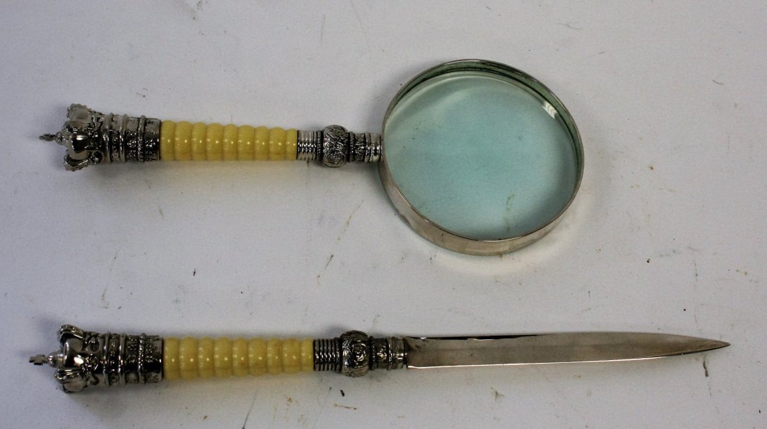 Two(2) Piece Silverplate and Ivorine Desk Set (1 of 4)