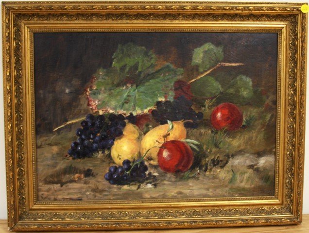 Continental School; Oil Still Life: Oil on board, Still Life - Fruit; 16in. X 22in.
