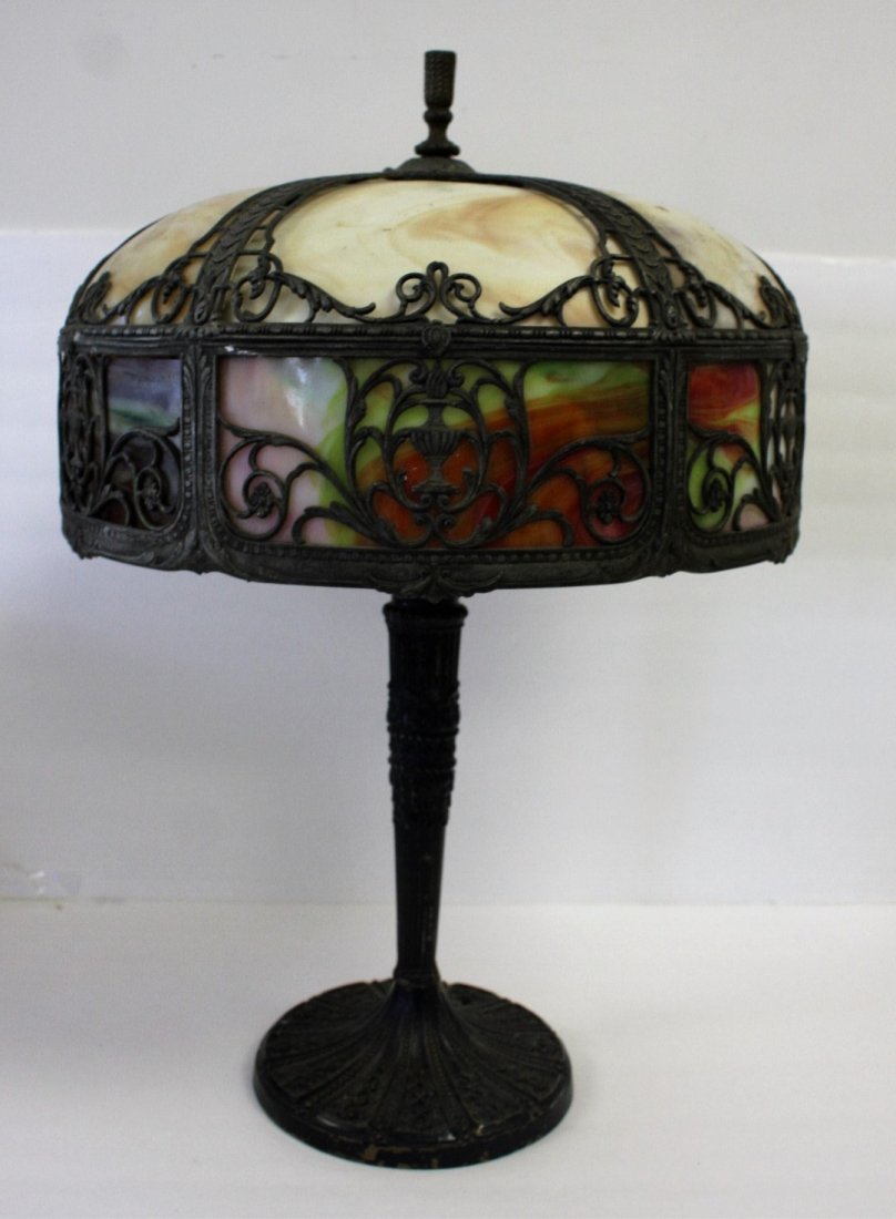 Victorian Overlay Slag Glass Lamp (1 of 4)