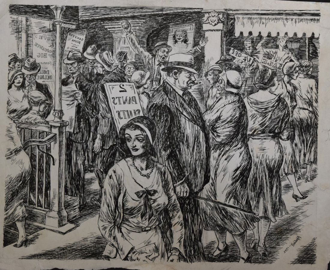 Maxwell; 20thC. American Ink Drawing Signed (1 of 5)