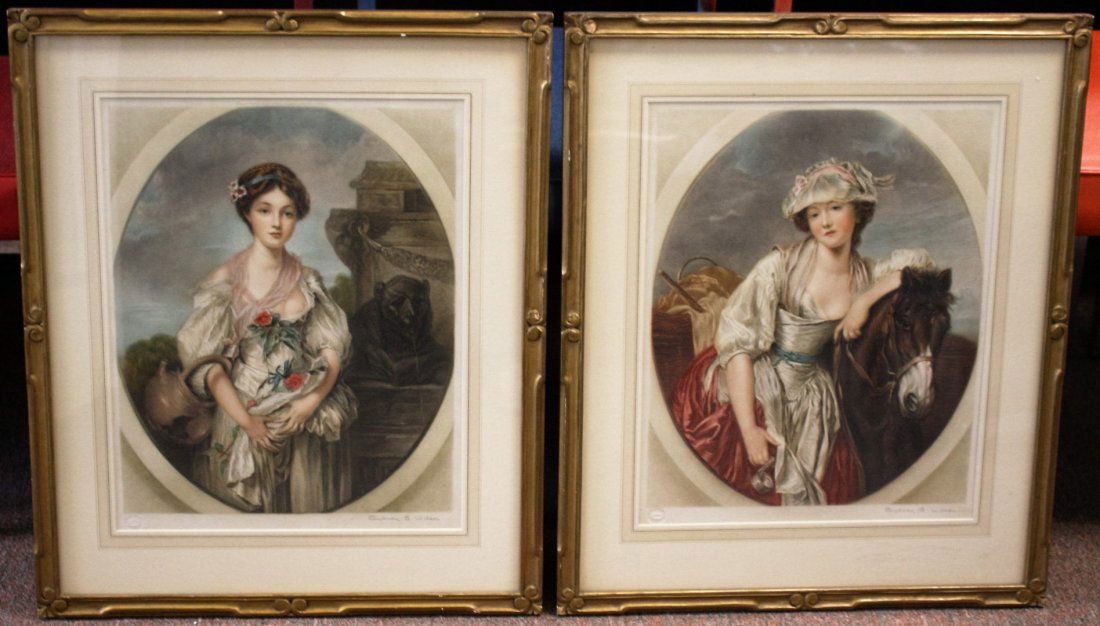 Pair of 19thC. Framed Mezzotints (1 of 9)