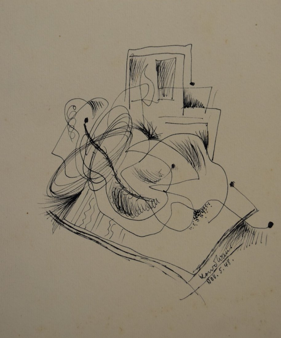 Konrad Cramer; Two(2)Works: 20thC. American Ink Drawing (1 of 5)