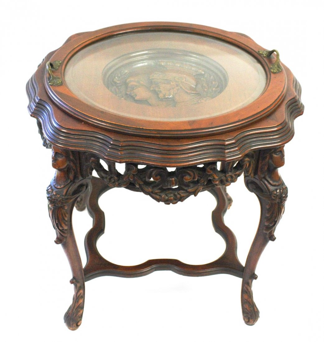 Italian Walnut Figural Carved Tray Top Table (1 of 6)